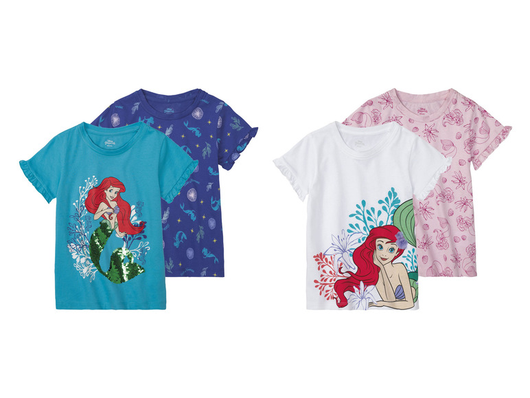 Gehe zu Vollbildansicht: Kinder Mädchen T-Shirts, 2 Stück, mit Rüschen am Ärmelabschluss - Bild 1