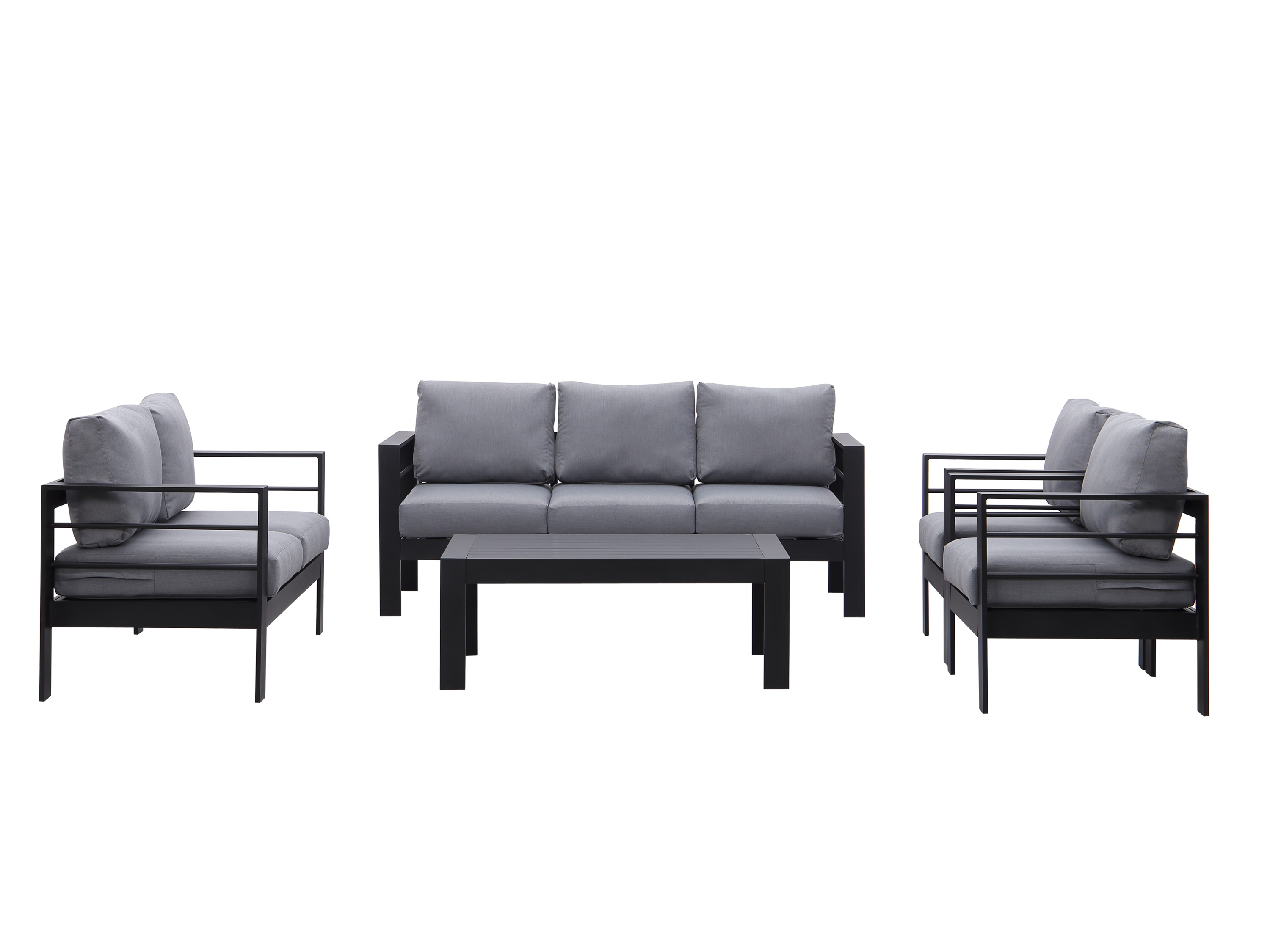 Thumbnail - MeXo Gartenmöbel Lounge-Set »Genua«, inkl. Polster (7-Sitzer, Schwarz / Dunkelgrau)