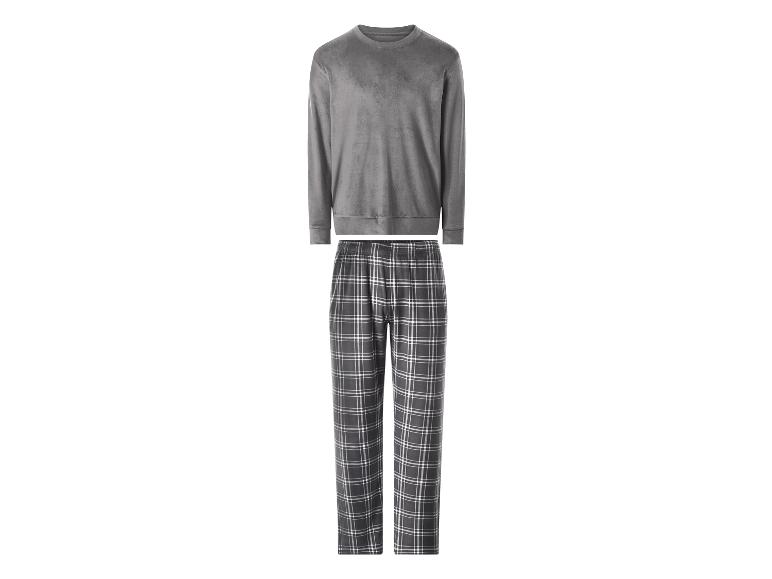 ESMARA MEN Herren Nicki-Pyjama in Grau mit karierter Hose.