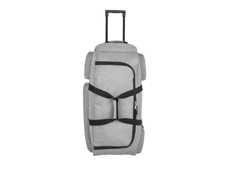 Graue Reisetasche mit Rollen, ideal zum Reisen.