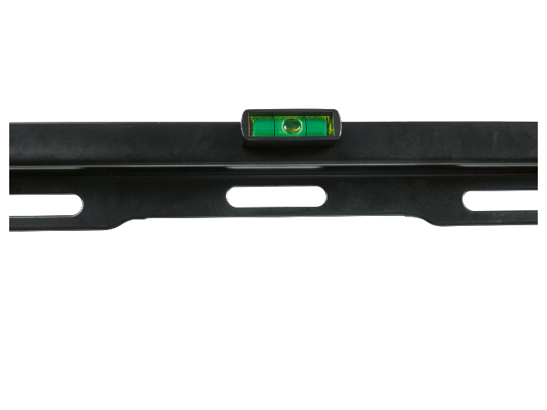 Schwarze Wasserwaage mit grüner Libelle.