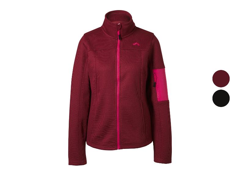 Damen-Fleecejacke in Dunkelrot mit pinkfarbenen Akzenten und einer schwarzen Farboption.