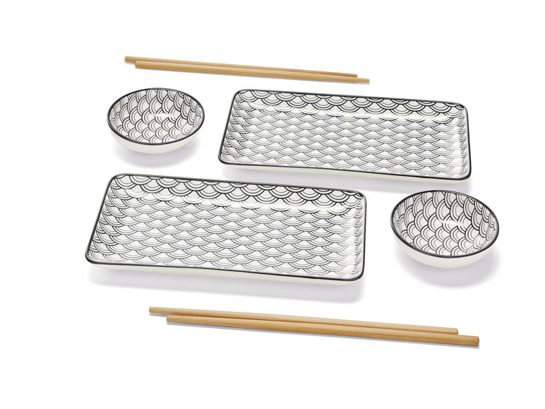 Gehe zu Vollbildansicht: ERNESTO® Sushi-Set, Porzellan, mit Bambusstäbchen - Bild 1