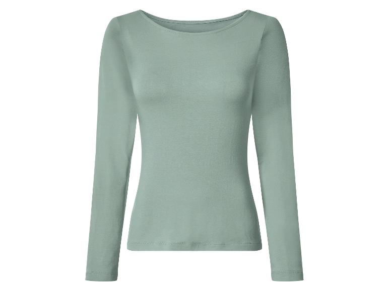 Ein hellgrünes Langarmshirt mit Rundhalsausschnitt.