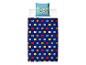 Bettbezug- und Kissenbezug-Set mit Cartoon-Charakteren und bunten Ball-Prints.