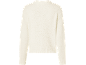 Cremefarbener Damenpullover mit langen Ärmeln und Stehkragen.