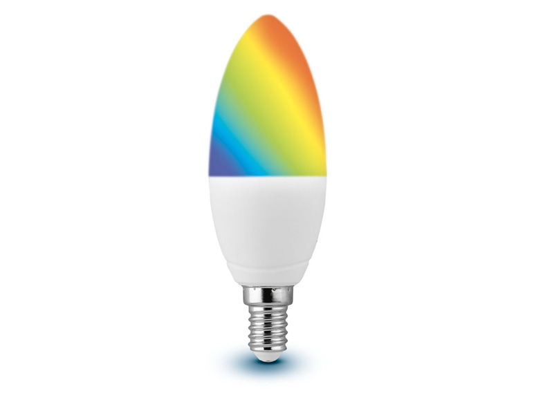 Eine farbige LED-Lampe mit Regenbogenfarben.