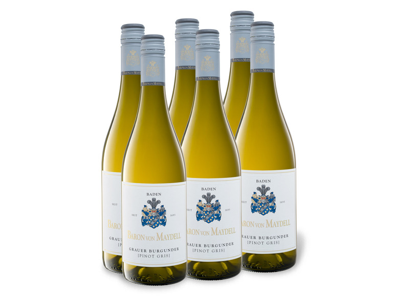 6 x 0,75-l-Flasche Weinpaket Baron von Maydell Grauer Burgunder QbA trocken, Weißwein
