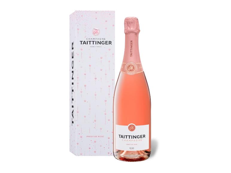 Eine Flasche Rosé-Champagner mit Geschenkverpackung.