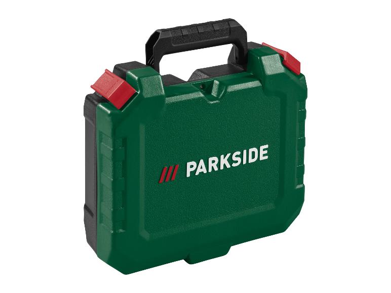 PARKSIDE grüner Werkzeugkoffer mit schwarzem Griff und roten Verschlüssen