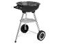 Schwarzer Holzkohlegrill mit verchromtem Rost, Griffen und Rädern