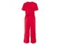Roter Jumpsuit mit weiten Hosenbeinen, Rückseite.
