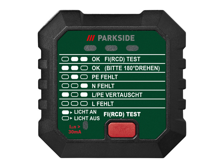 Gehe zu Vollbildansicht: PARKSIDE® Steckdosentester »PSSFS 3 A2«, mit 3-LED-Statustabelle - Bild 1