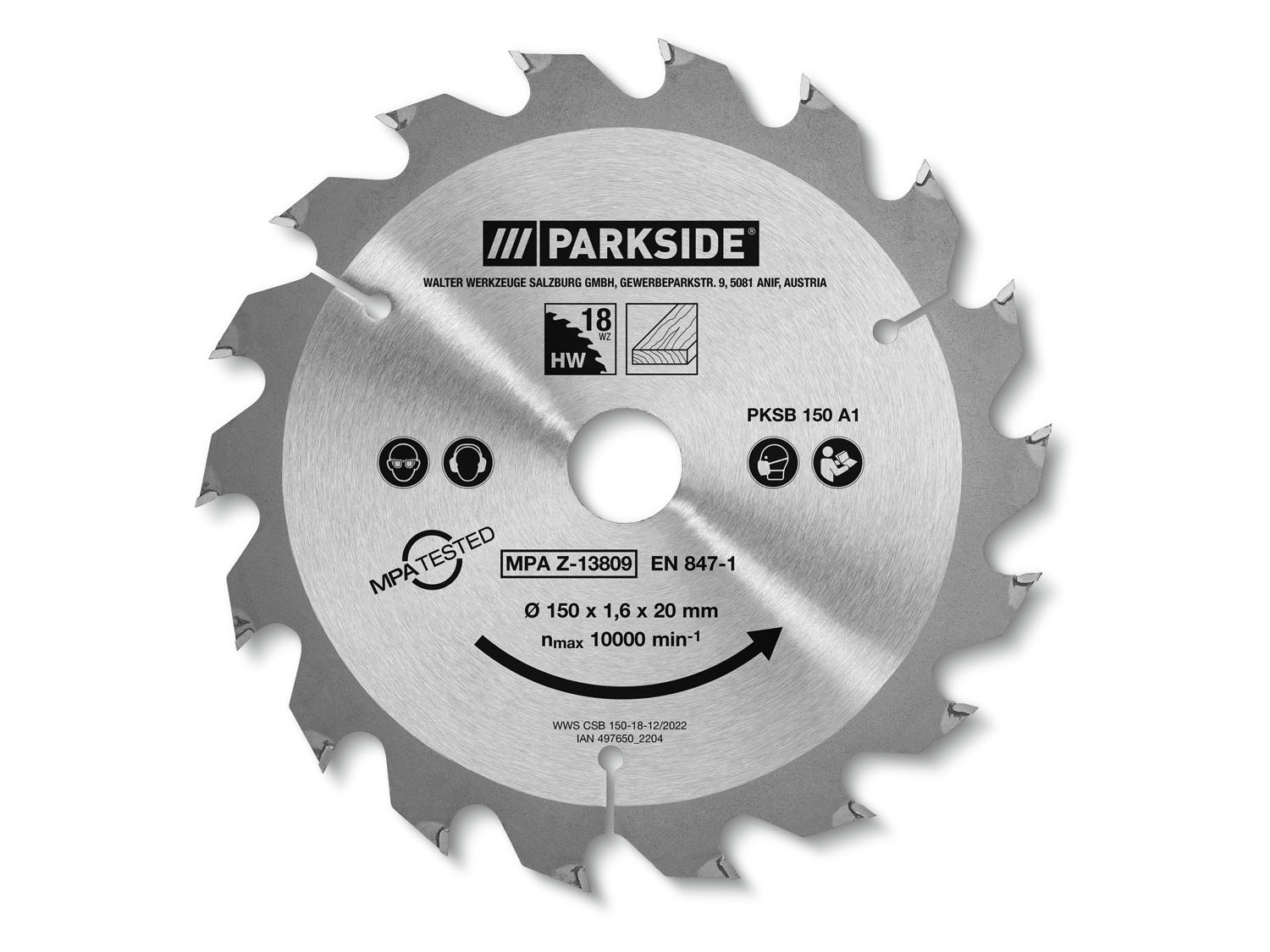 PARKSIDE® Handkreissägeblatt 150 mm (18 Zähne) | 04055334764339
