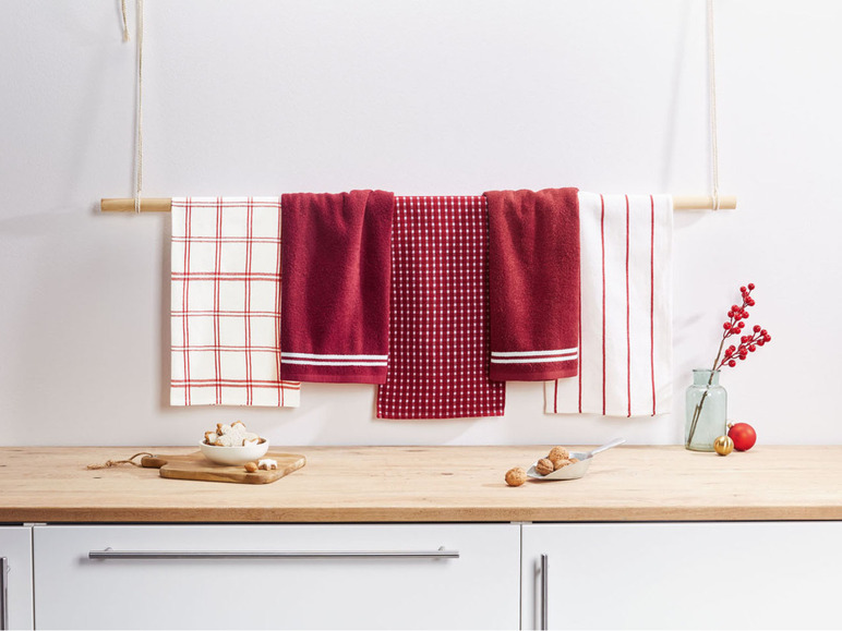 Gehe zu Vollbildansicht: LIVARNO home Geschirr- und Handtuchsets, je 5 Stück, 100% Baumwolle - Bild 9
