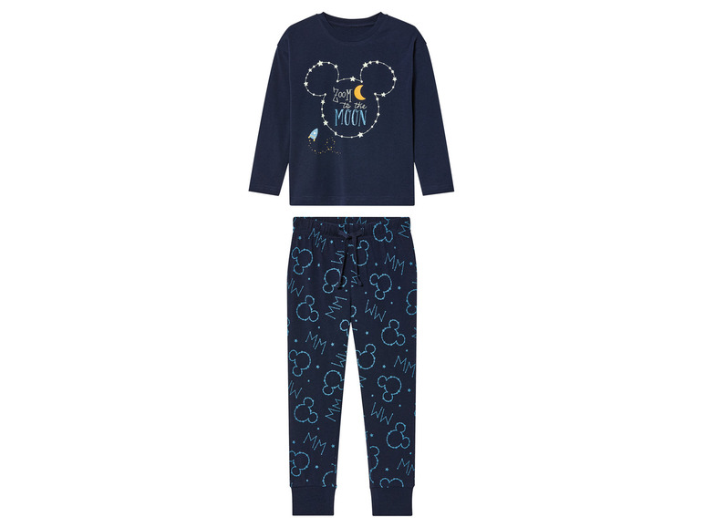 Ein blauer Schlafanzug mit Mickey Mouse-Motiv