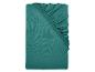 Petrolfarbenes Spannbettlaken mit Gummizug, ordentlich gefaltet.