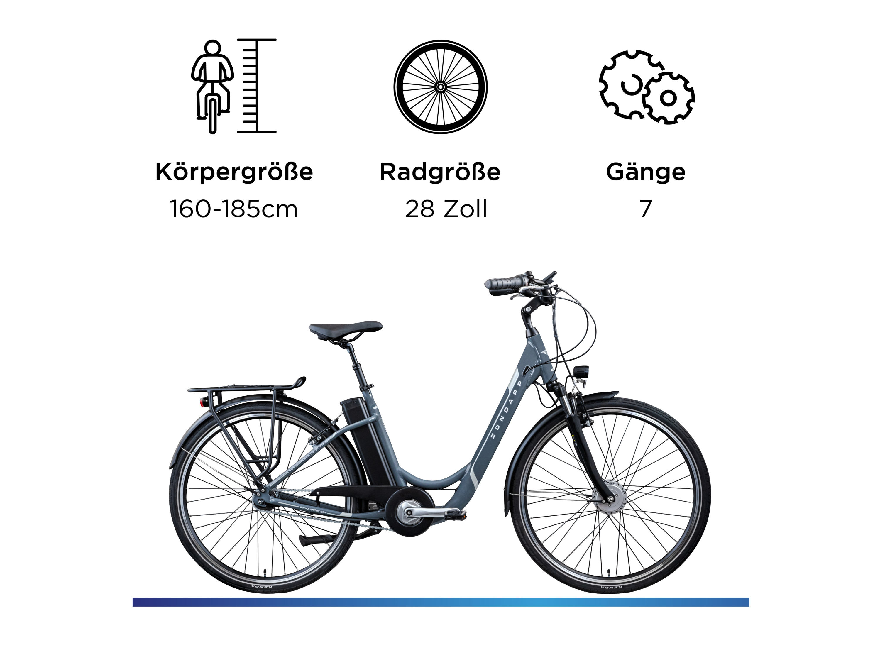 Zündapp E-Bike Cityrad Z517, 7 Gang, Nabenschaltung, Frontmotor, 531 Wh, E Bike Damenfahrrad 28 Zoll 155 - 190 cm mit 7 Gang Nabenschaltung – Bild 3 von 4