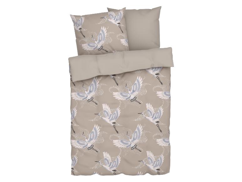 Betwäsche-Set mit Kranichen im japanischen Stil, beige Farbe.