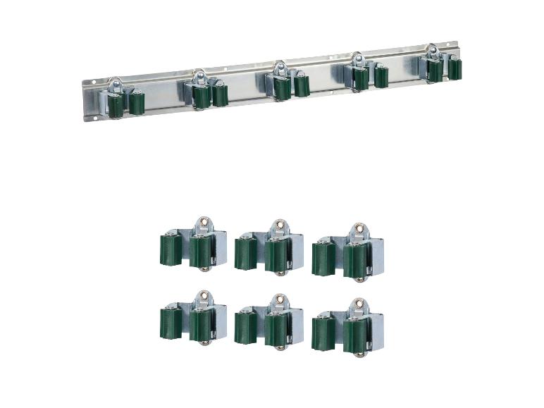 Metall-Mopp- und Besenhalter mit grünen Gummigriffen, inklusive Einzelhaltern