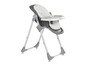 Ein grauer und weißer Babycomfort Hochstuhl mit abnehmbarem Tablett.