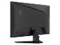 Schwarzer Gaming-Monitor mit Drachen-Logo auf der Rückseite und rotem Steuerknopf.