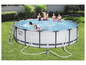 Ein Bestway Steel Pro MAX Schwimmbecken mit Leiter und Filterpumpe.