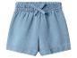 Hellblaue Damenshorts mit elastischem Bund und dekorativer Schleife.
