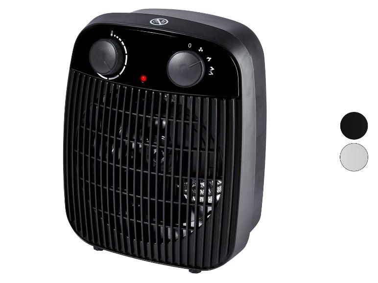 Schwarzer elektrischer Heizlüfter mit Sicherheitsgitter