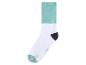 Weiße Socke mit mintgrünem Bündchen und Spitze sowie schwarzer Ferse