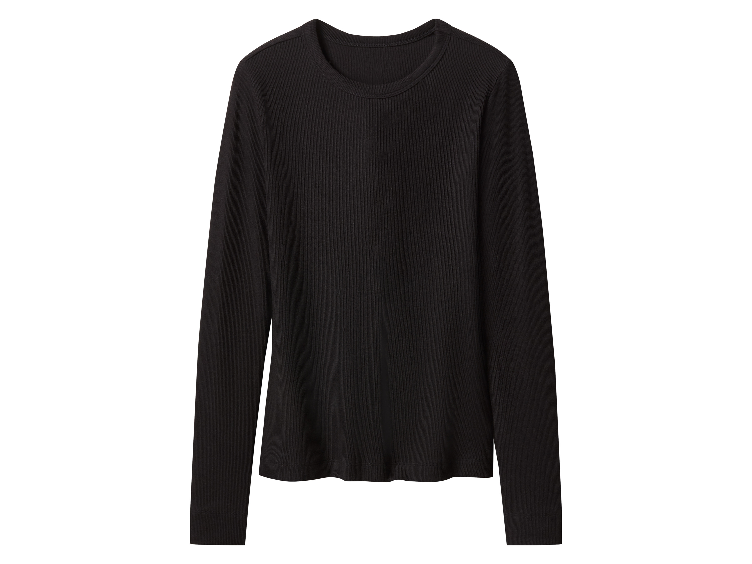 ESMARA® Damen Geripptes Langarmshirt (Schwarz, M(40/42))""