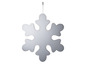 Ein silberner Schneeflocken-Anhänger.
