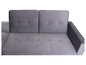 Graues Stoff-Ecksofa mit gepolsterter Rückenlehne.