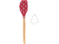 Roter Silikonspatel mit Schneeflockenmuster und Weihnachtsbaum-Ausstechform.