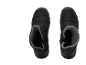Ein Paar schwarze Schneestiefel mit Reißverschluss und Fellfutter.
