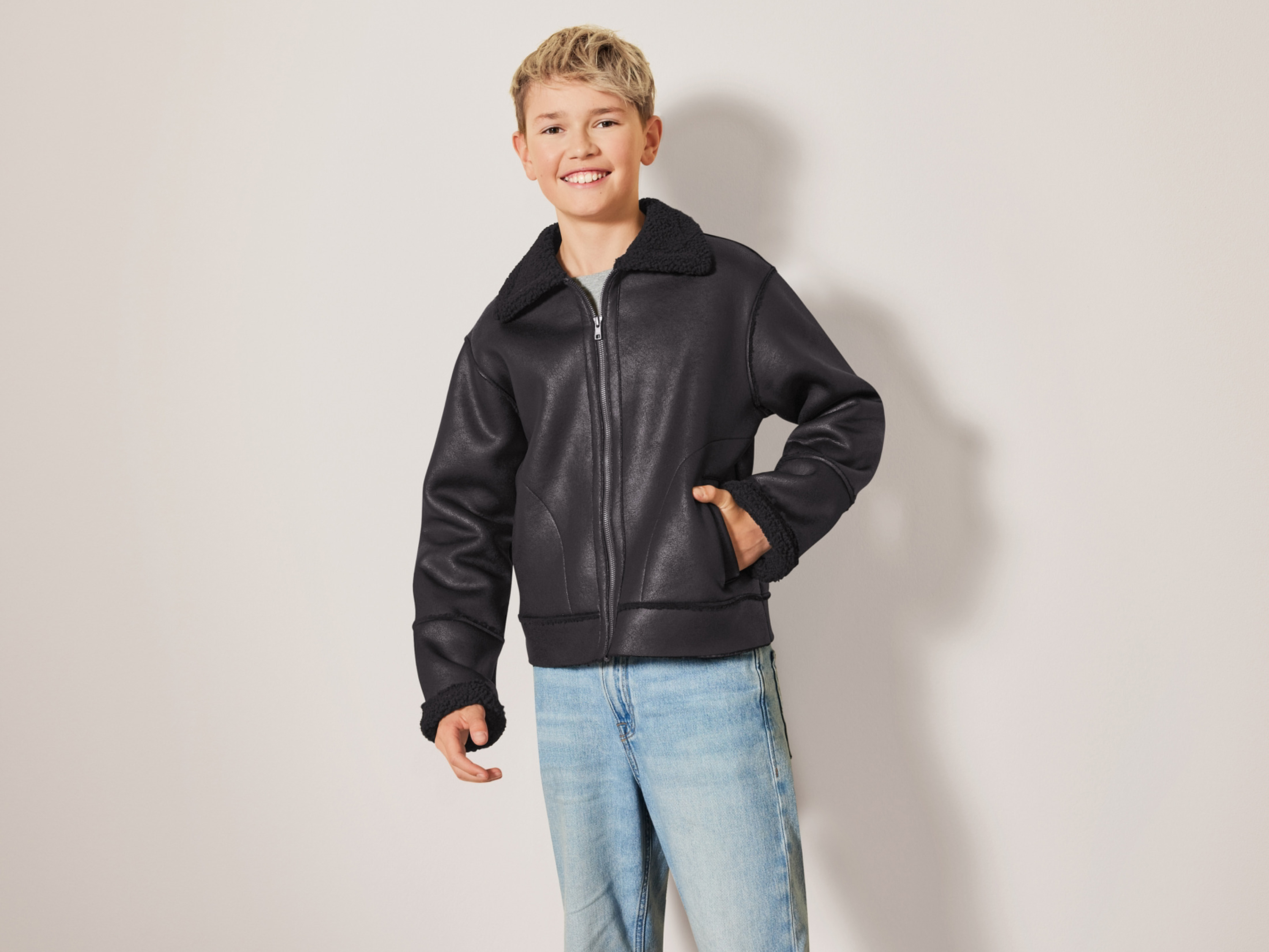 PEPPERTS!® Kleinkinder Kinder Junge Bikerjacke (Schwarz, 146) – Bild 2 von 4