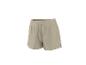 Beige Sportshorts mit Kordelzug in der Taille.
