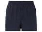 Dunkelblaue Boxershorts mit Gummizug und Knopf.