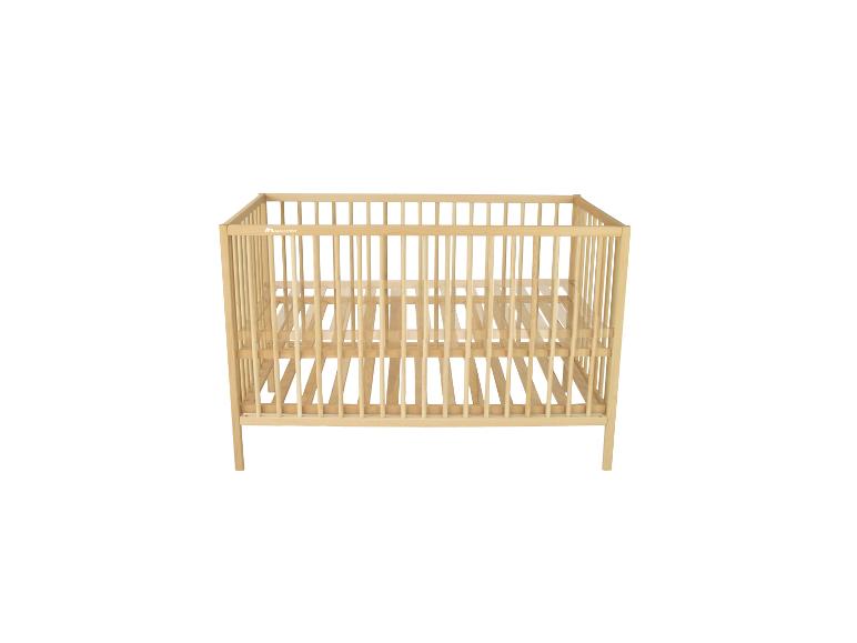 Holzbettchen mit verstellbarem Boden, Vorderansicht