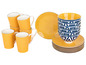 Gelbe Tassen und Schalen mit geometrischen Mustern