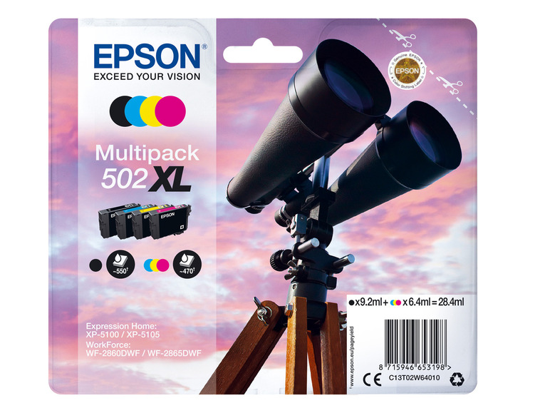 EPSON »502 XL« Fernglas Tintenpatronen Multipack Schwarz/Cyan/Magenta/Gelb