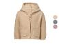 Beige Kapuzen-Fleecejacke mit Taschen, in drei Farben erhältlich.