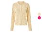 Beige Strickjacke für Damen mit Knöpfen und zwei Farbmustern