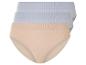 Drei Paar nahtlose Slips in beige und hellblau.
