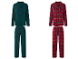 ESMARA® Damen-Pyjama in Grün und Rot kariert
