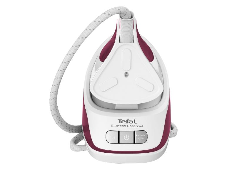 Dampfbügelstation in Weiß und Bordeaux mit Eco- und Anti-Calc-Tasten