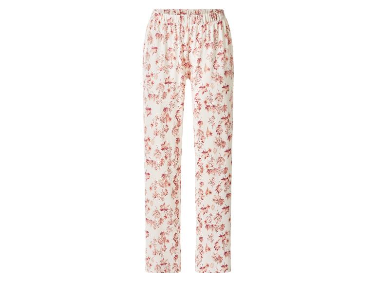 Damen-Pyjamahose mit elastischem Bund und rotem Blattmuster.