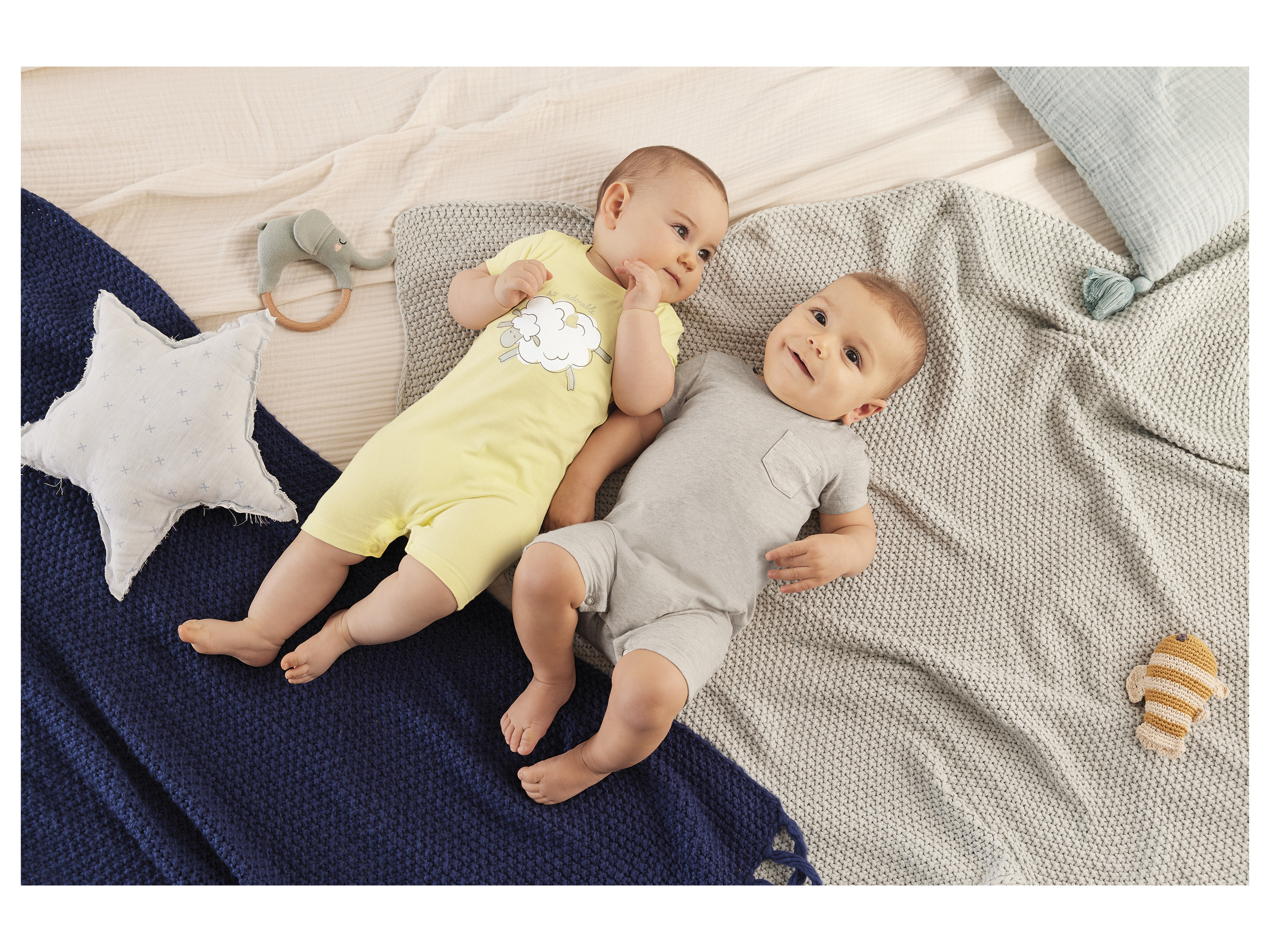 Thumbnail - lupilu® Baby Pyjama, 2 Stück (beige/gelb, 56)