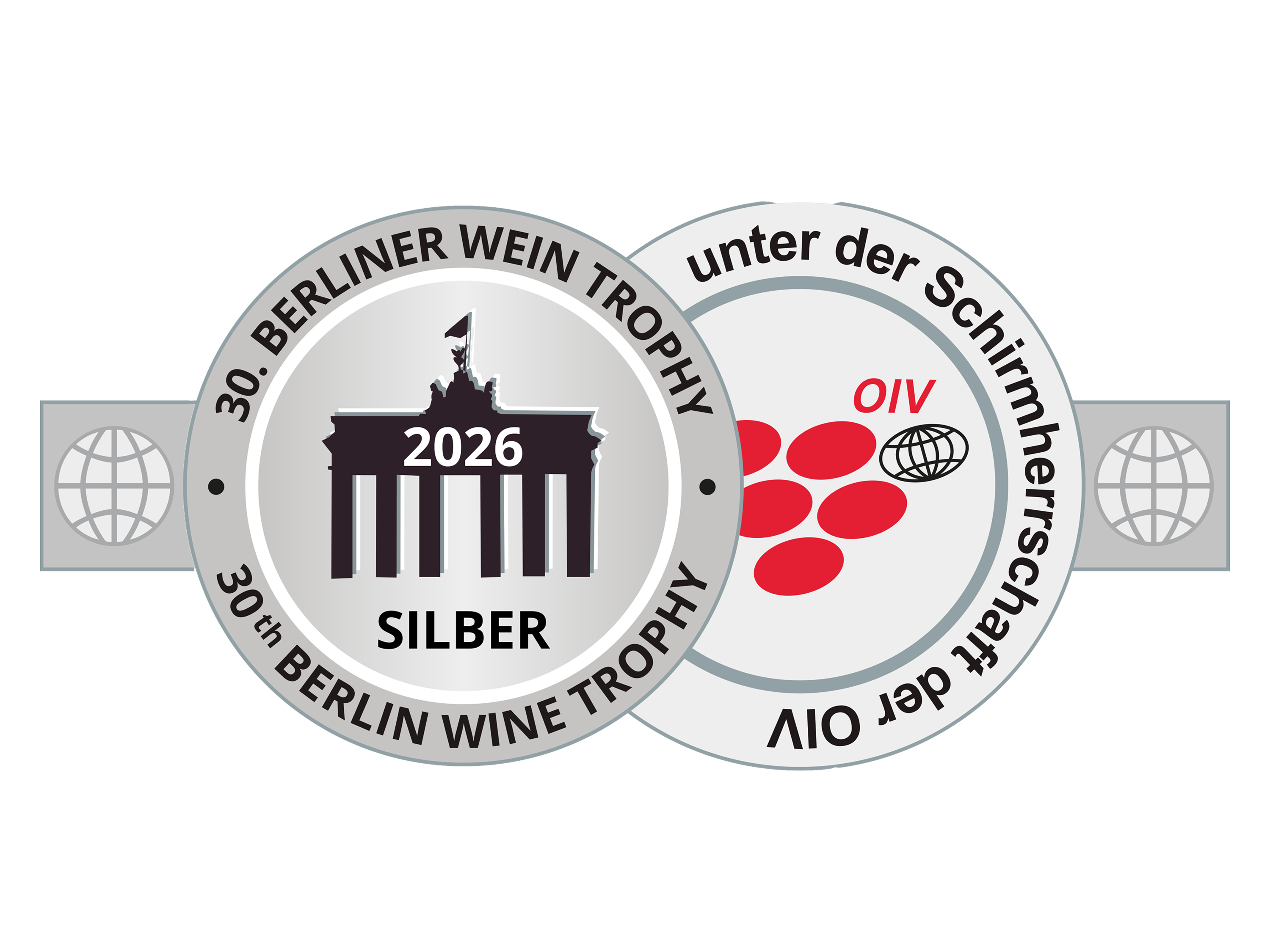 Siegel: 30. BERLINER WEIN TROPHY 2026 SILBER, unter der Schirmherrschaft der OIV.