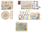 Ein Sortiment an Holzspielzeug für Kinder, darunter Labyrinthe, Puzzles und Schnürspiele.